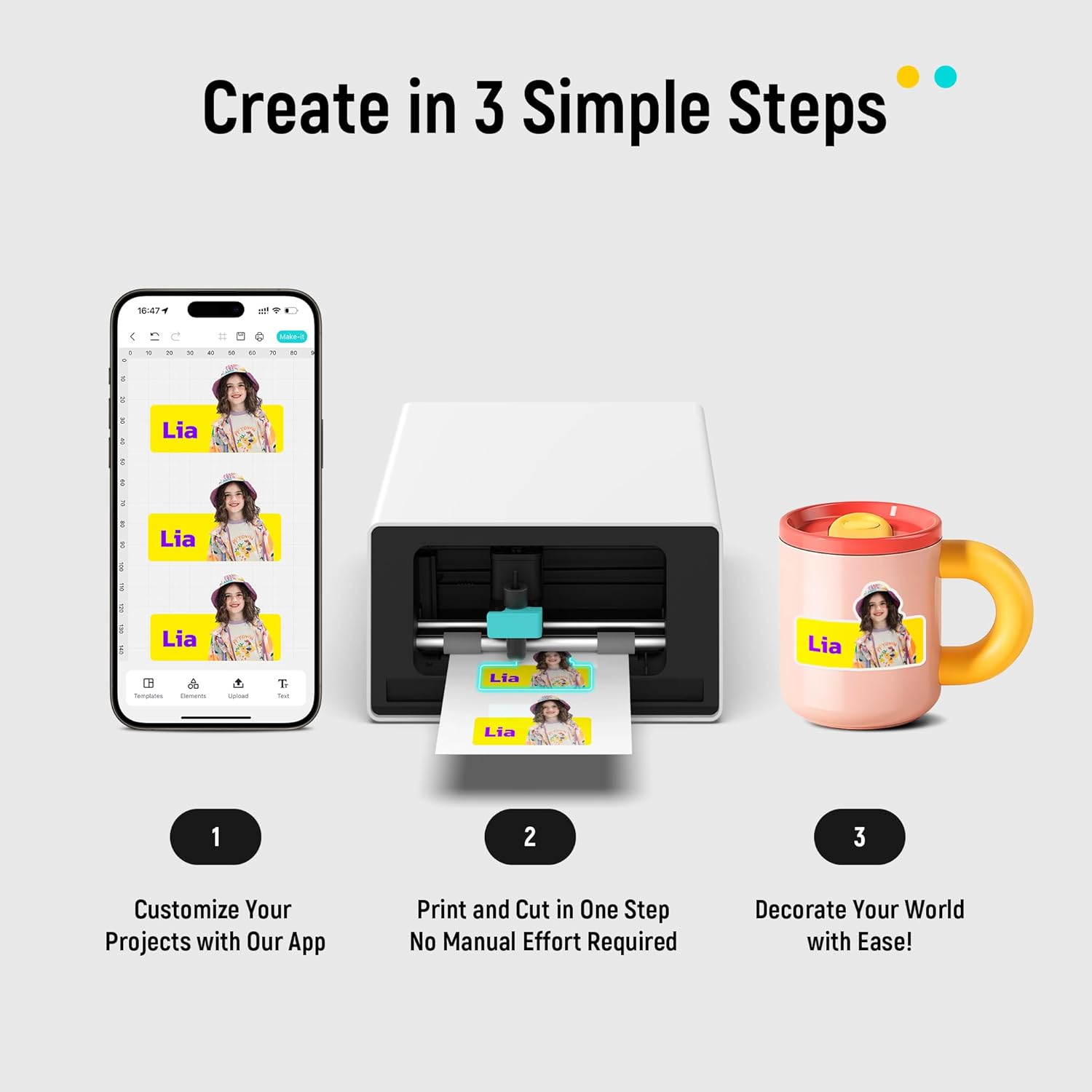 Liene PixCut S1 All-in-One Photo & Sticker Printer with Cutting Machine – 300 DPI Dye Sublimation