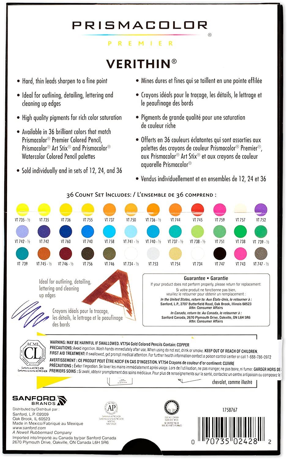 Prismacolor Premier Verithin Colored Pencils Set of 36