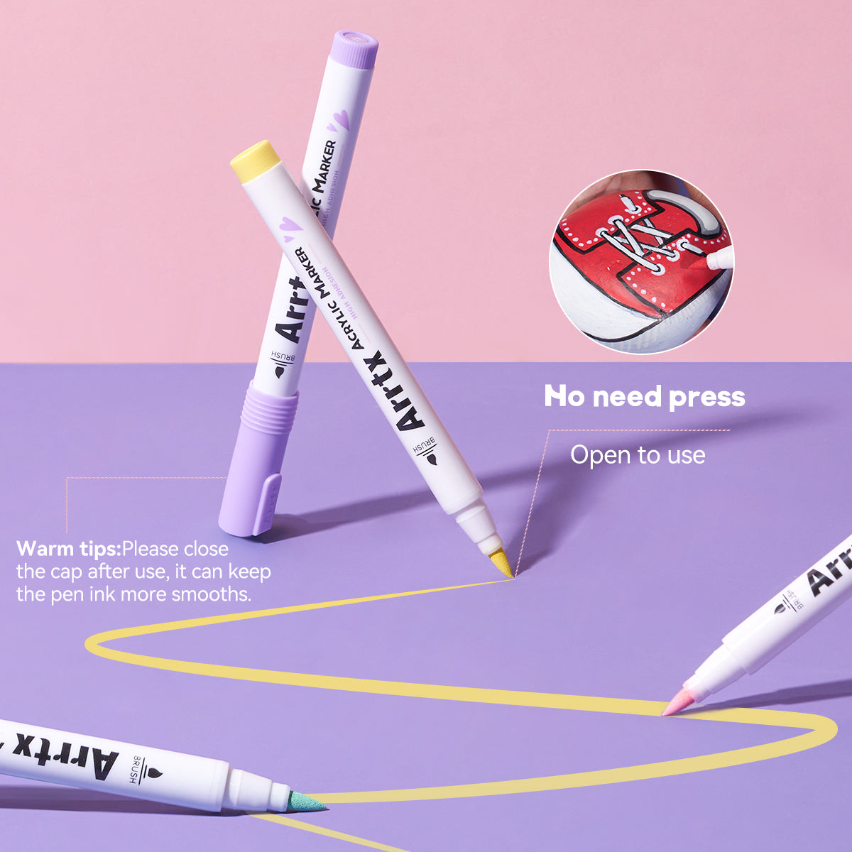 Arrtx 60 Colors Acrylic Marker Brush Tip Set B