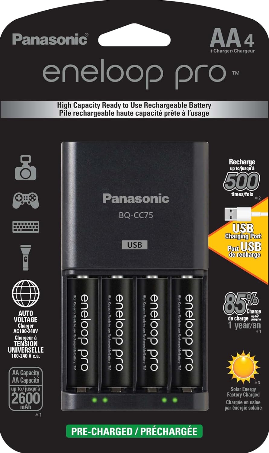 Panasonic Individual Battery Charger 4AA Eneloop Pro Pack K-KJ87KHA4BA