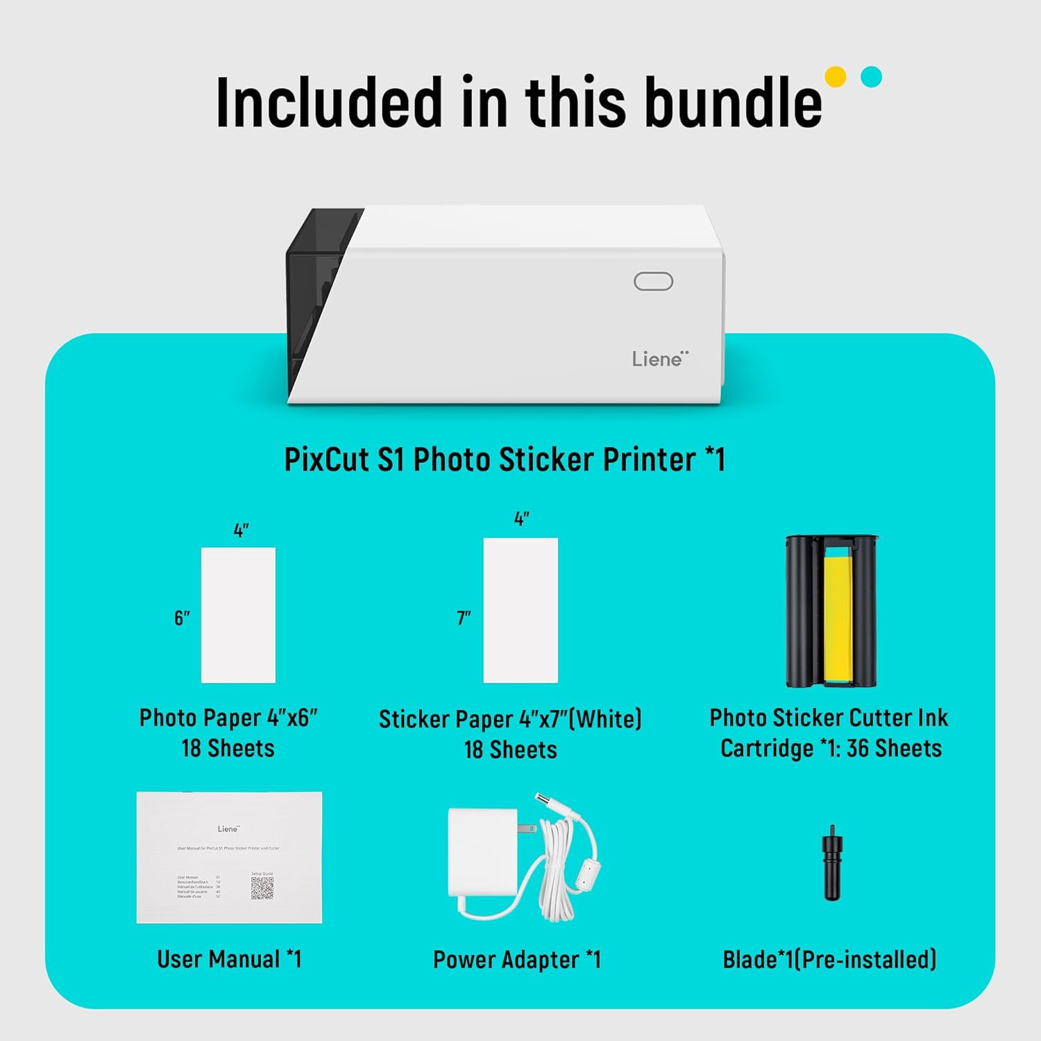 Liene PixCut S1 All-in-One Photo & Sticker Printer with Cutting Machine – 300 DPI Dye Sublimation