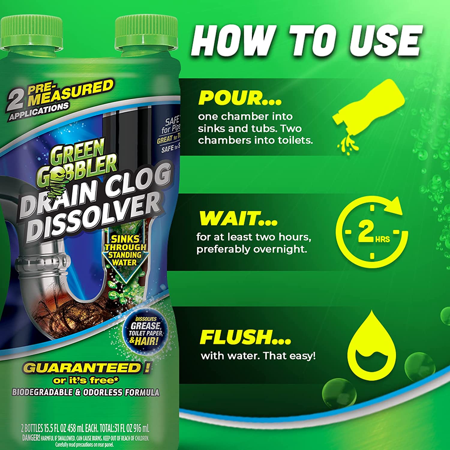 Green Gobbler Drain Clog Dissolver 916ml