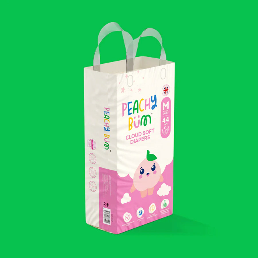 Peachy Bum Cloud Soft Tape Diapers - Medium Size (44 Diapers)