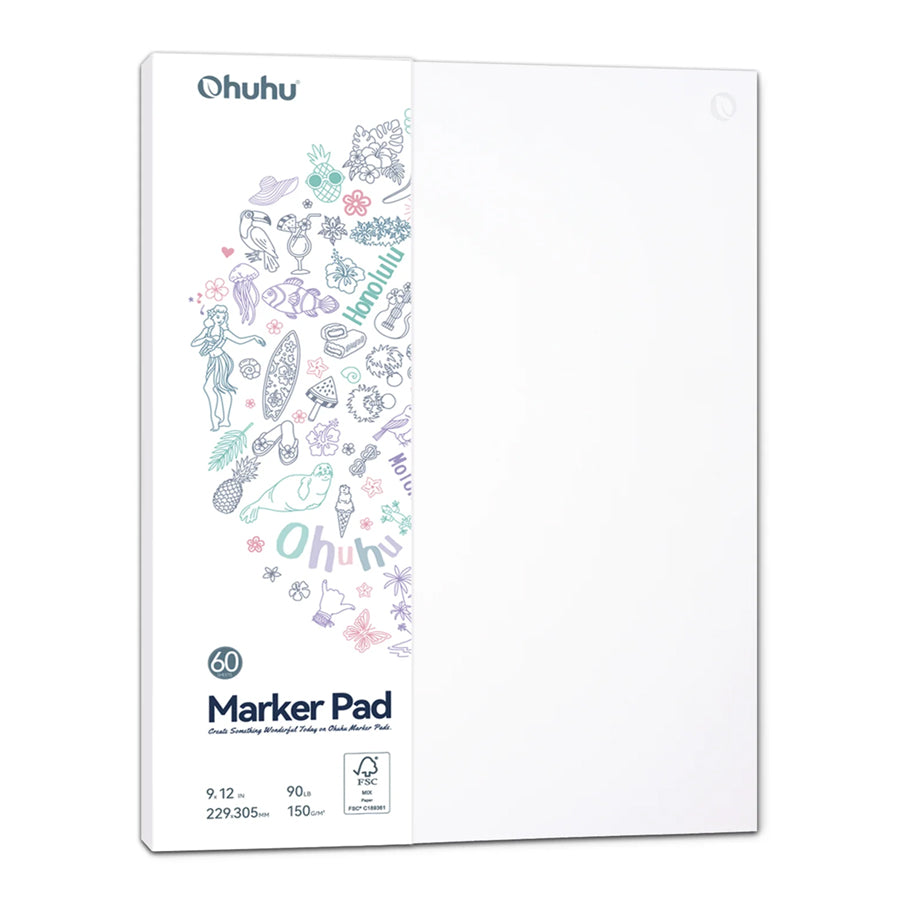 Ohuhu Bleedproof Marker Sketchbook 7×10" / 9×12" | 150gsm Double-Sided Paper
