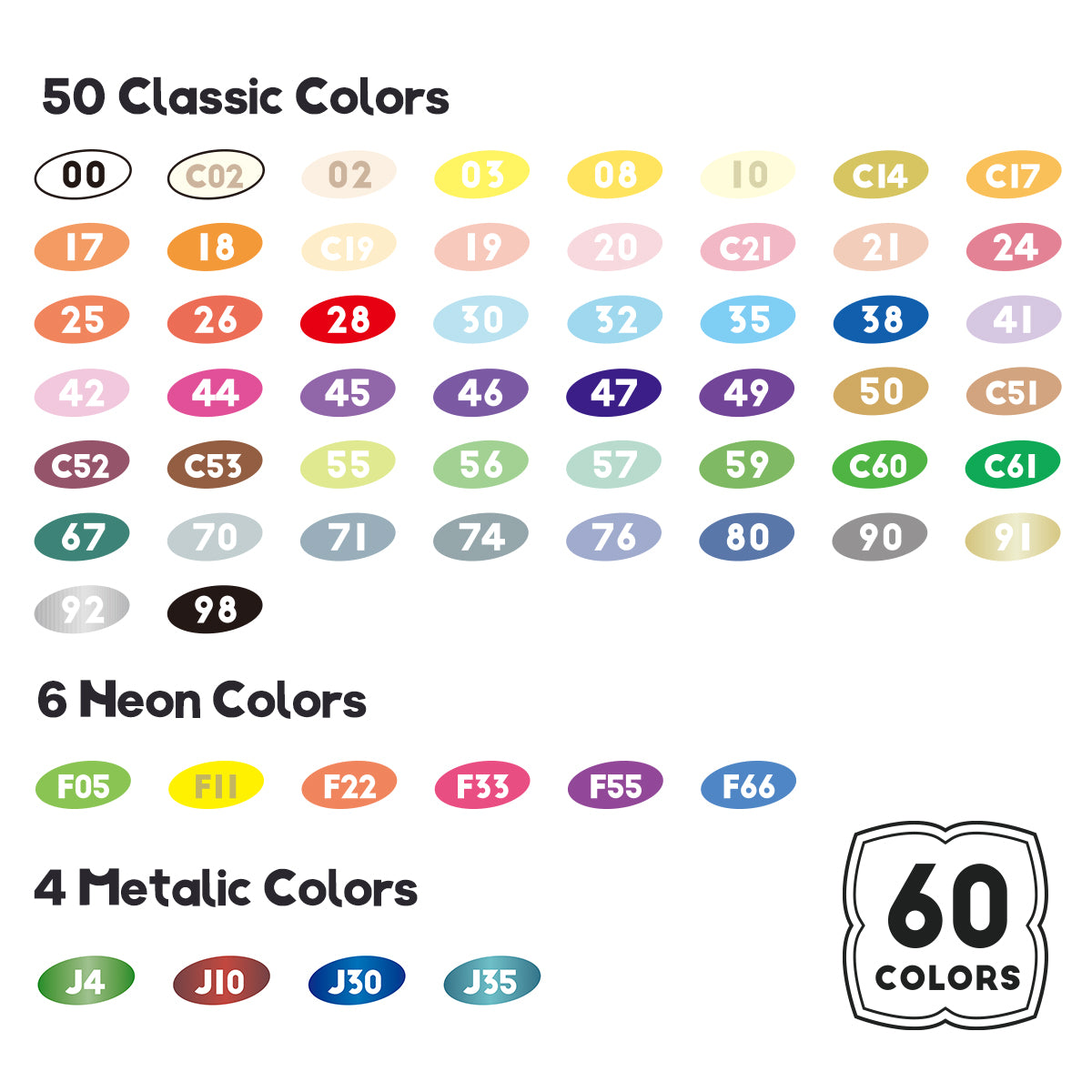 Arrtx 60 Colors Acrylic Marker Brush Tip Set A