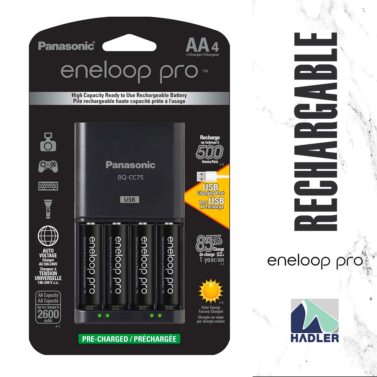 Panasonic Individual Battery Charger 4AA Eneloop Pro Pack K-KJ87KHA4BA