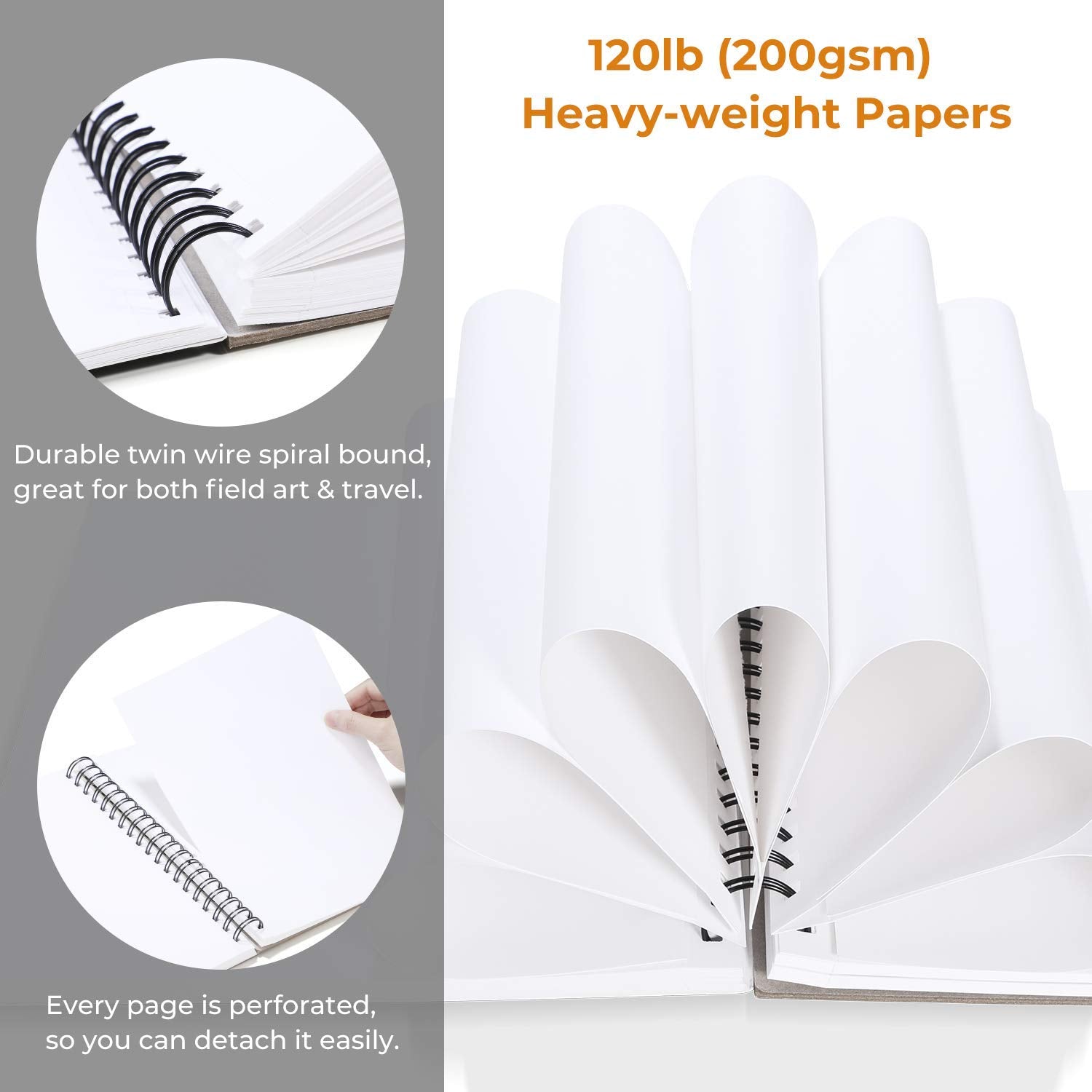 Ohuhu Mixed Media Art Sketchbook 120 LB/200 GSM Heavyweight 124 Pages