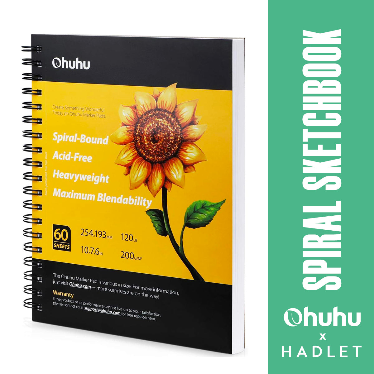 Ohuhu Alcohol Marker Pads Spiral Bound Sketchbook, 254 x 193 mm