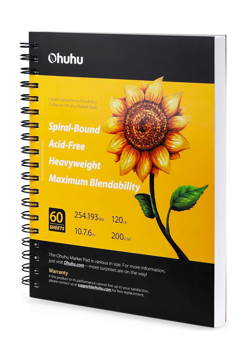 Ohuhu Alcohol Marker Pads Spiral Bound Sketchbook, 254 x 193 mm | Ohuhu alcohol markers art supplies | The Hadler Store