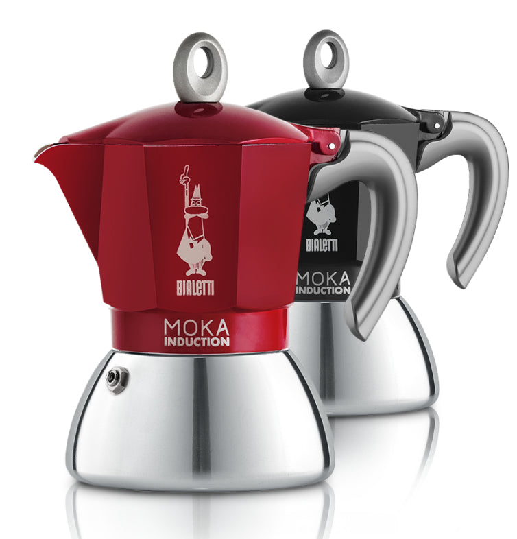 Bialetti Moka Induction Stovetop Coffee Maker, 2/4/6 Cups – Red/Black