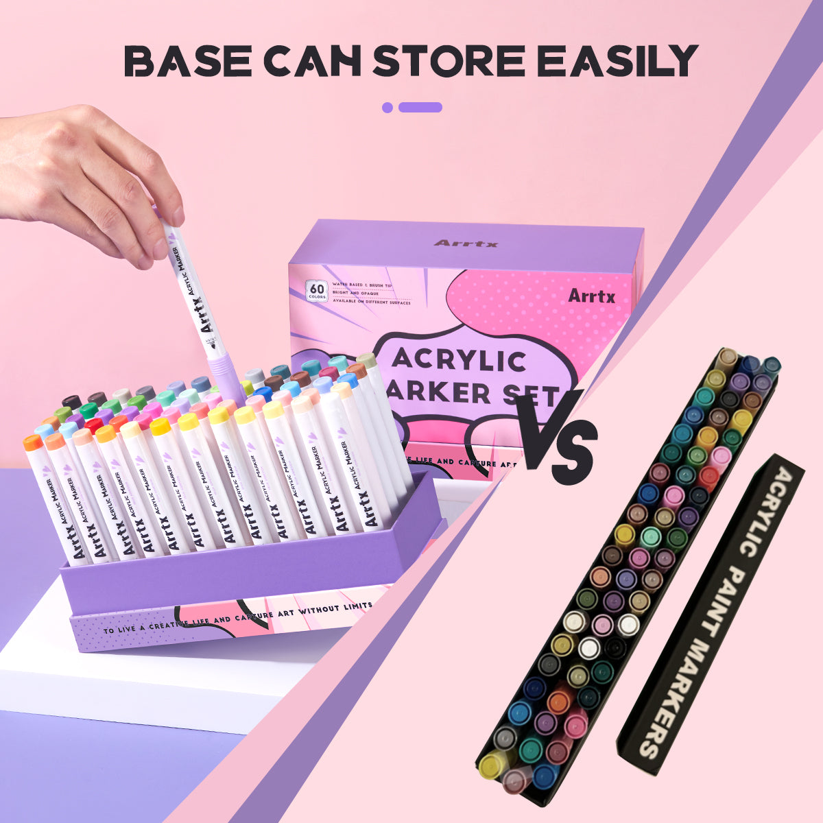 Arrtx 60 Colors Acrylic Marker Brush Tip Set B