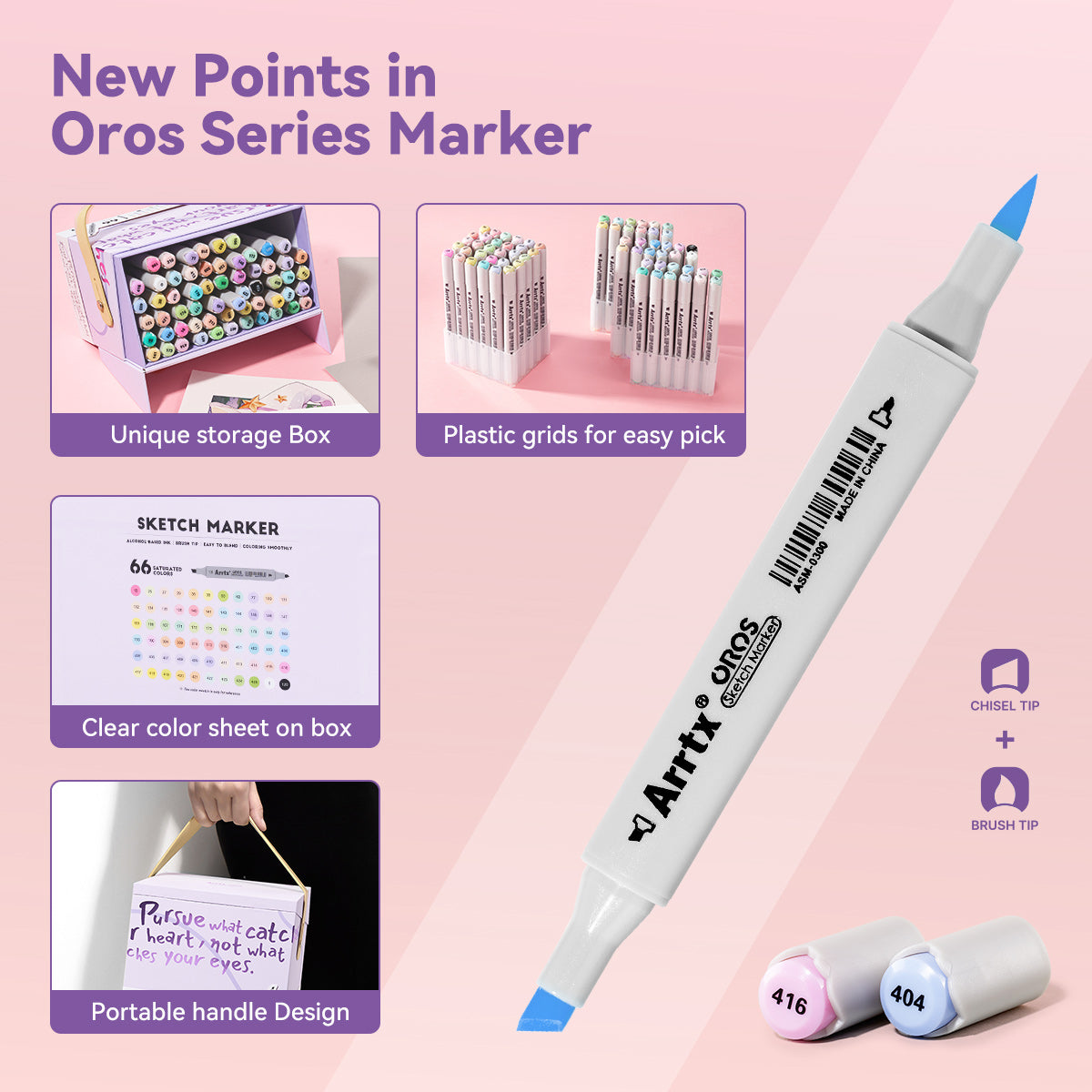 Arrtx Pastel Brush Alcohol Markers Oros 66 Colors
