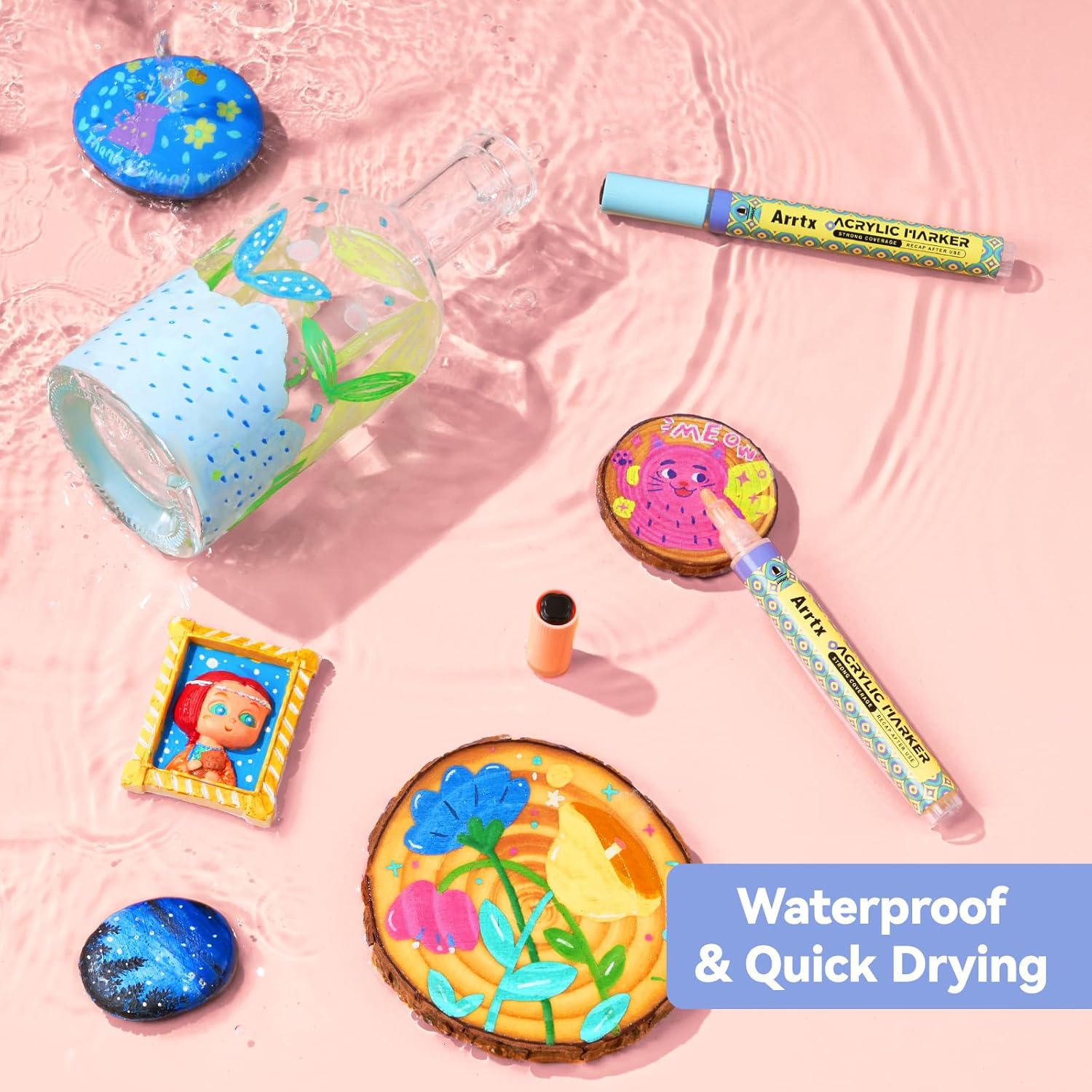 Arrtx 48 Colors Acrylic Paint Markers 3mm Medium Tip