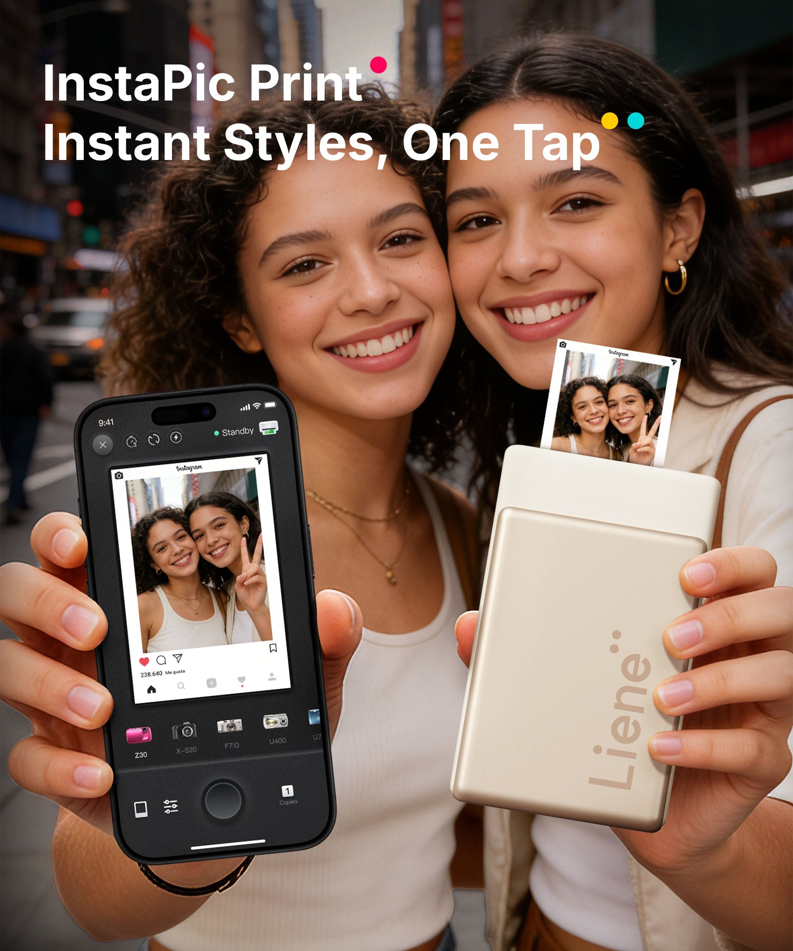 Liene Pearl N200 Pro Portable Photo Printer Gold – 2x3 Inch Bluetooth Sticker Printer 50 Adhesives