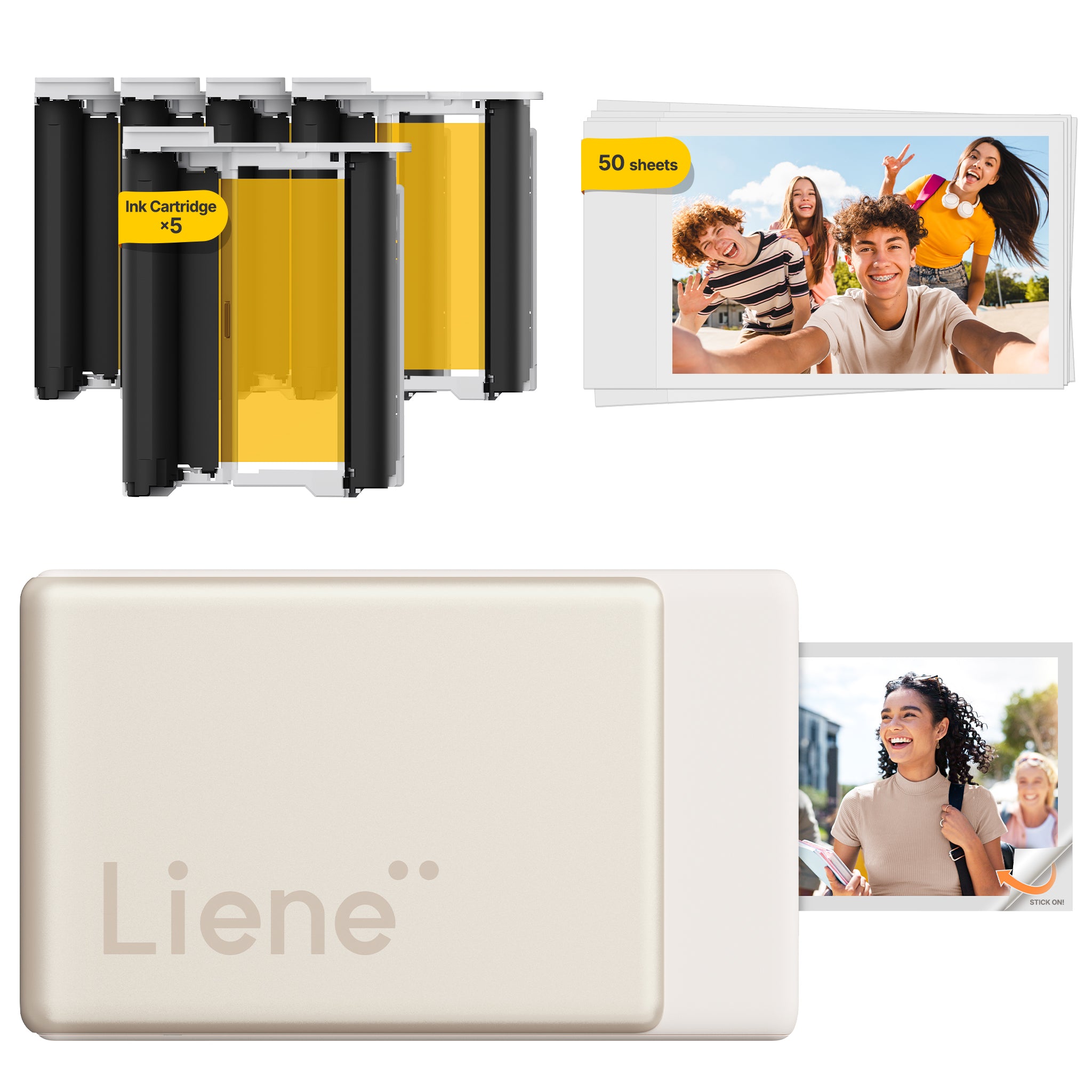 Liene Pearl N200 Pro Portable Photo Printer Gold – 2x3 Inch Bluetooth Sticker Printer 50 Adhesives