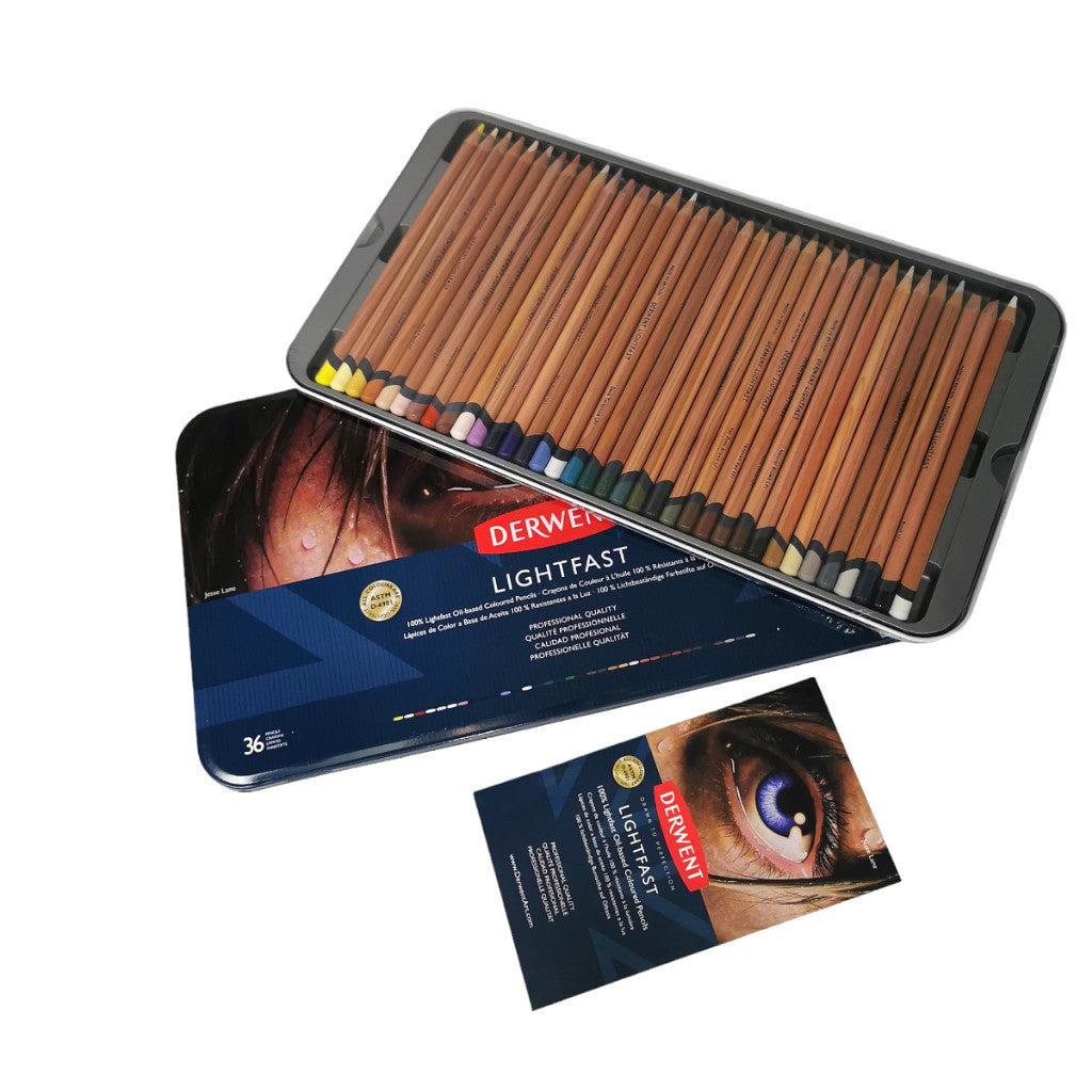 Derwent Lightfast Colour Pencils Tin (36 Colours) – Professional Artist Grade