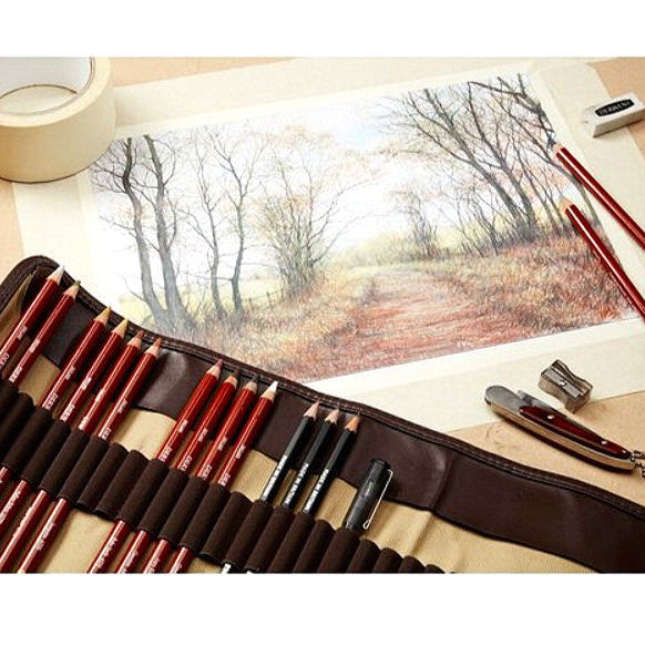 Derwent Drawing Colour Pencils Tin (24 Colours) – Soft Core, Earthy Tones
