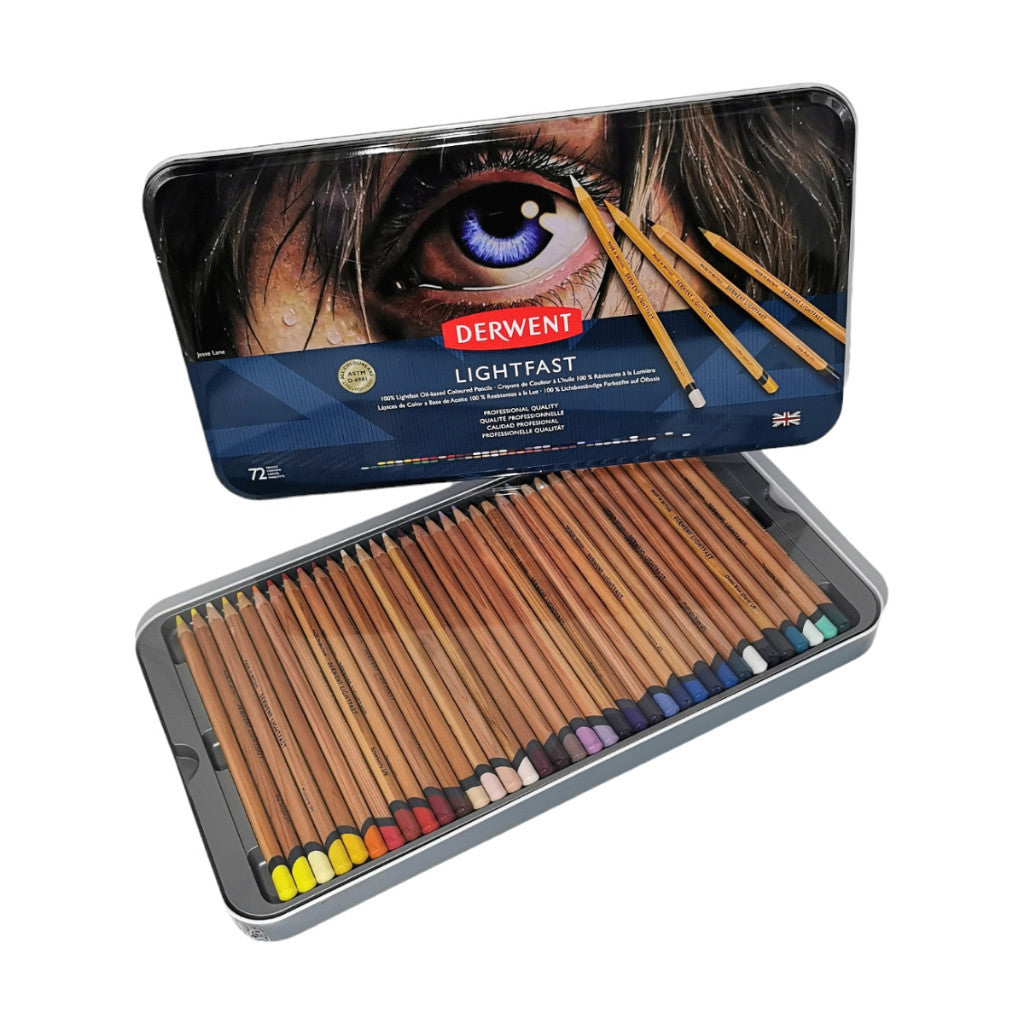 Derwent Lightfast Colour Pencils Tin (72 Colours) – Professional Artist Grade