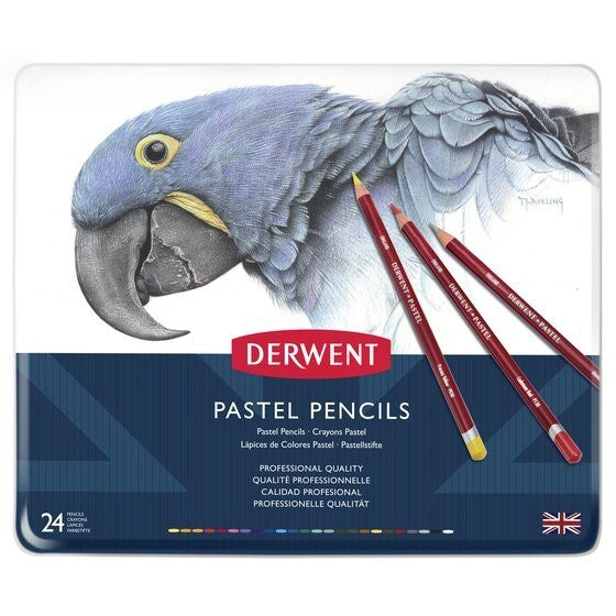 Derwent Pastel Colour Pencils Tin (24 Colours) Soft Blendable Pastel Pencils