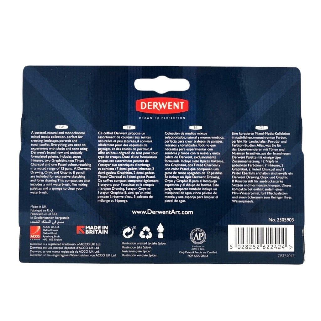 Derwent Shade & Tone Mixed Media Set 12pc - Paint Pans & Pencils