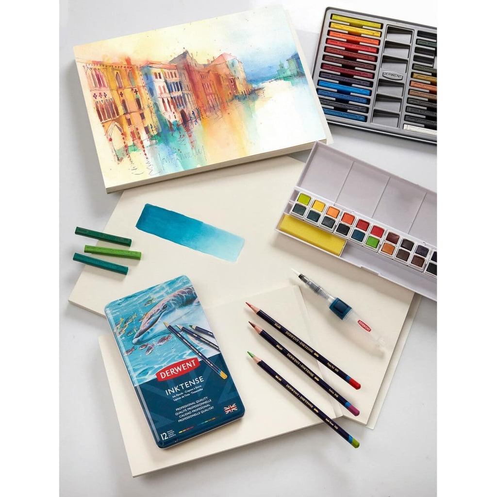 Derwent Inktense Pad 300gsm 9x12in Cold Press 20 Sheets - 100% Cotton Construct