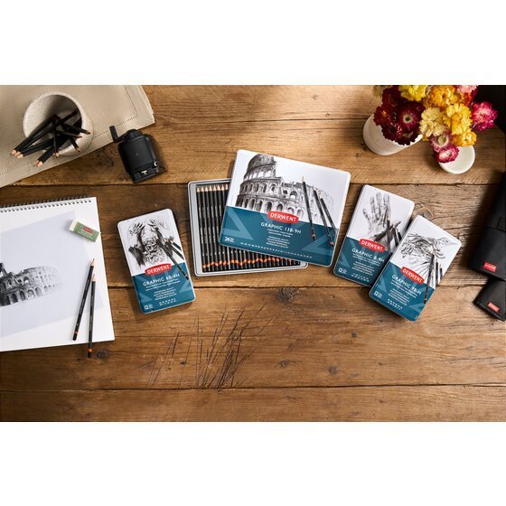 Derwent Graphic Pencil Set (12pcs Hard Grades) – 9H to B Technical Drawing & Sketching