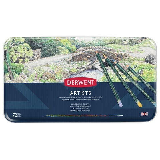 Derwent Artists Colour Pencils Tin (72 Colours) – Classic Wax-Based Pencils Beginner Full Set