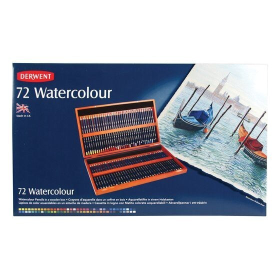 Derwent Watercolour Pencils Wooden Box (72 Colours) Full Range Premium Artist Set