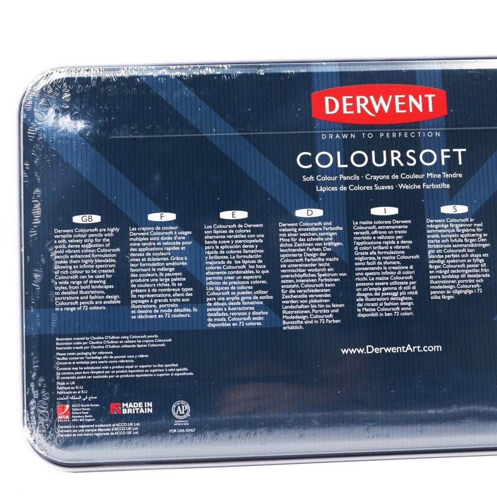 Derwent Coloursoft Colour Pencils Tin (24 Colours) – Bold Vibrant Pigments Beginner Set