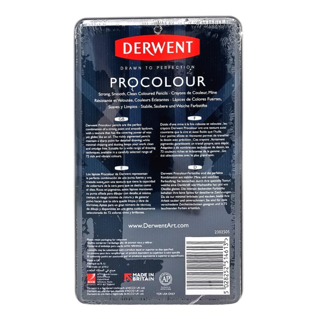 Derwent Procolour Colour Pencils Tin (12 Colours) – Smooth Oil-Like Laydown