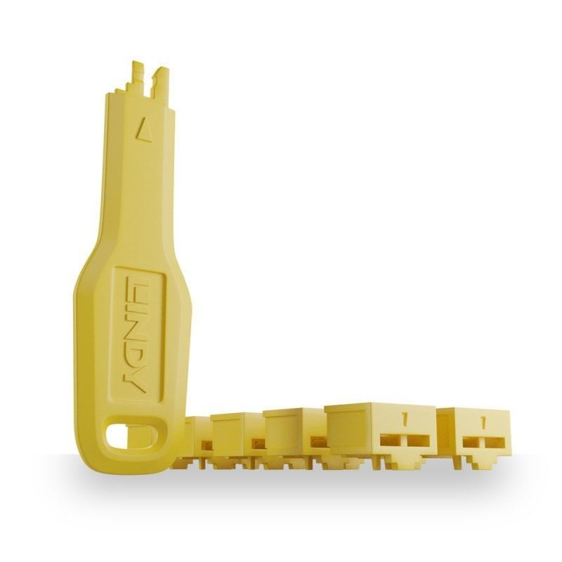 Lindy RJ45 Ethernet Port Blocker Yellow 40483 (20 Pack) LAN Network Security Lock