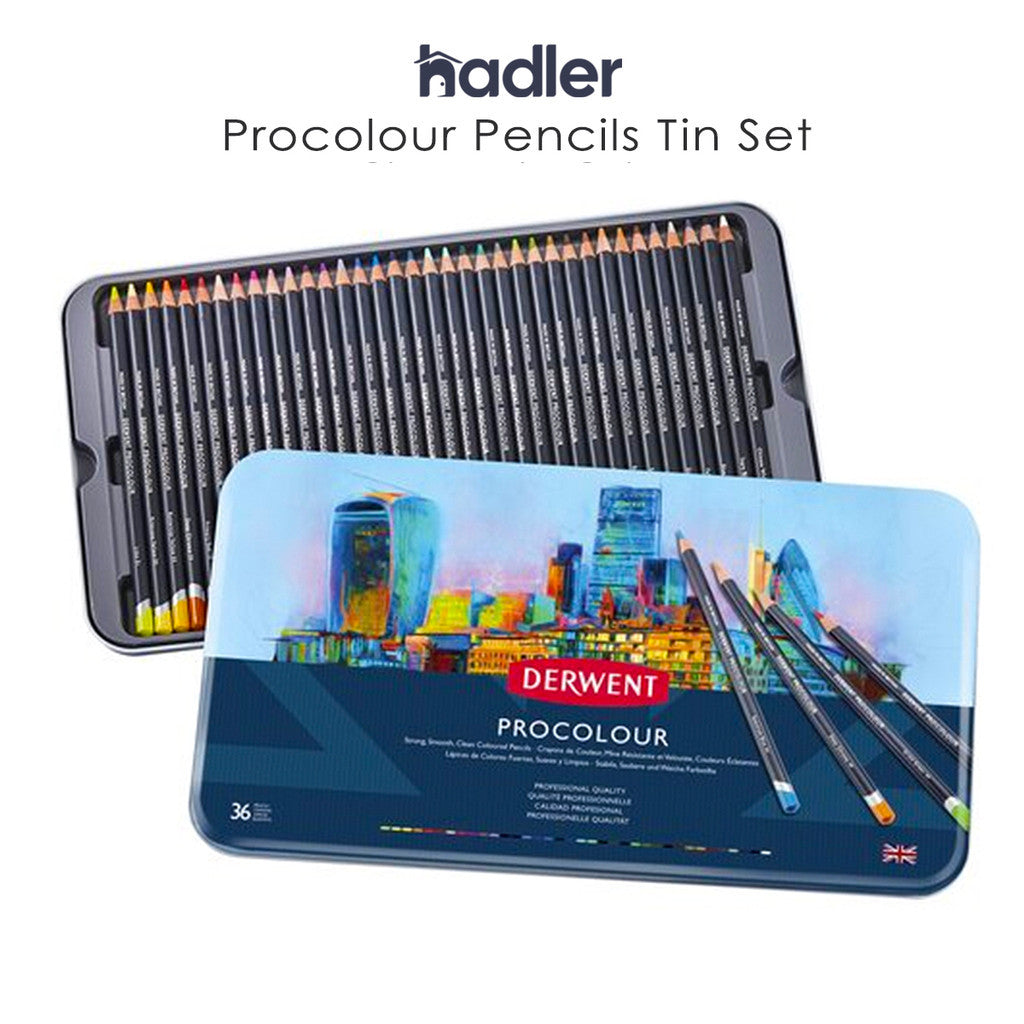 Derwent Procolour Colour Pencils Tin (36 Colours) – Smooth Oil-Like Laydown