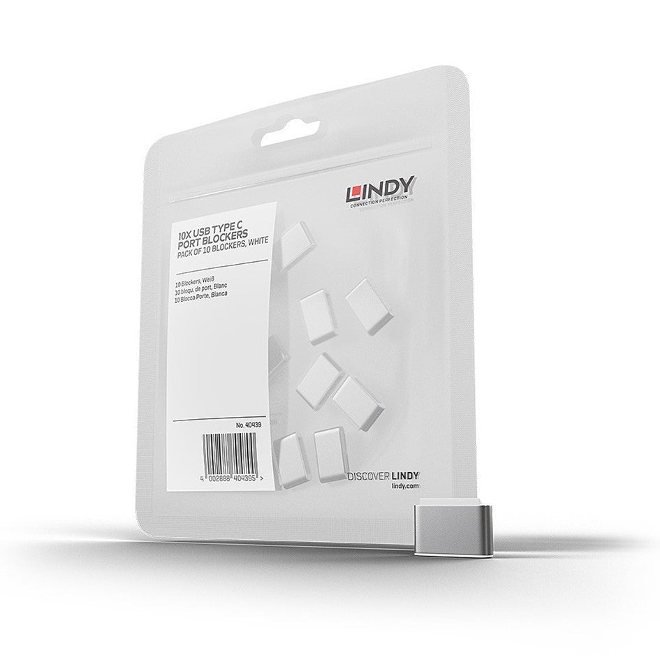 Lindy USB-C Port Blocker White 40439 (10 Pack) Thunderbolt 3 Security Lock