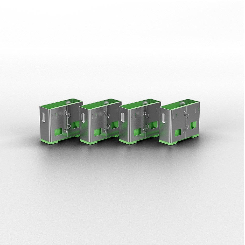 Lindy USB A Port Blocker Green 40451 (4 Pack + 1 Key) USB Security Lock System