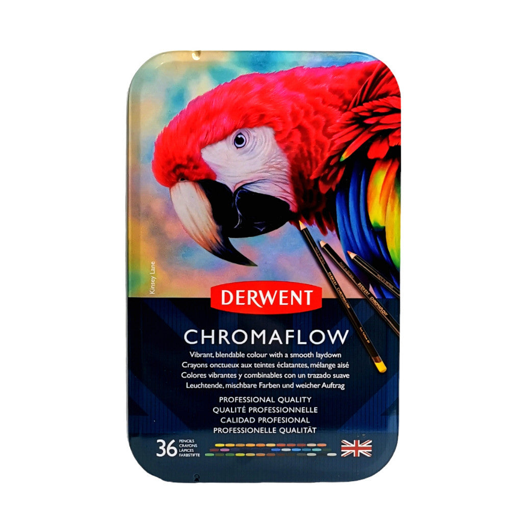 Derwent Chromaflow Colour Pencils Tin (36 Colours) – Soft Core Highly Pigmented