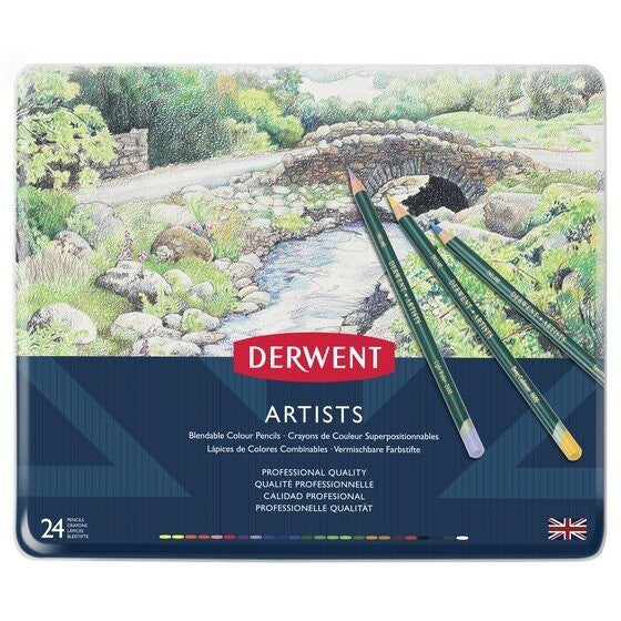 Derwent Artists Colour Pencils Tin (24 Colours) โ Classic Wax-Based Pencils Beginner Set