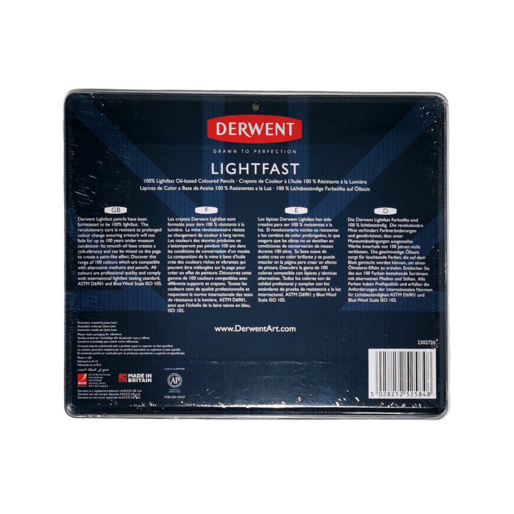 Derwent Lightfast Colour Pencils Tin (24 Colours) – Oil-Based Artist Pencils