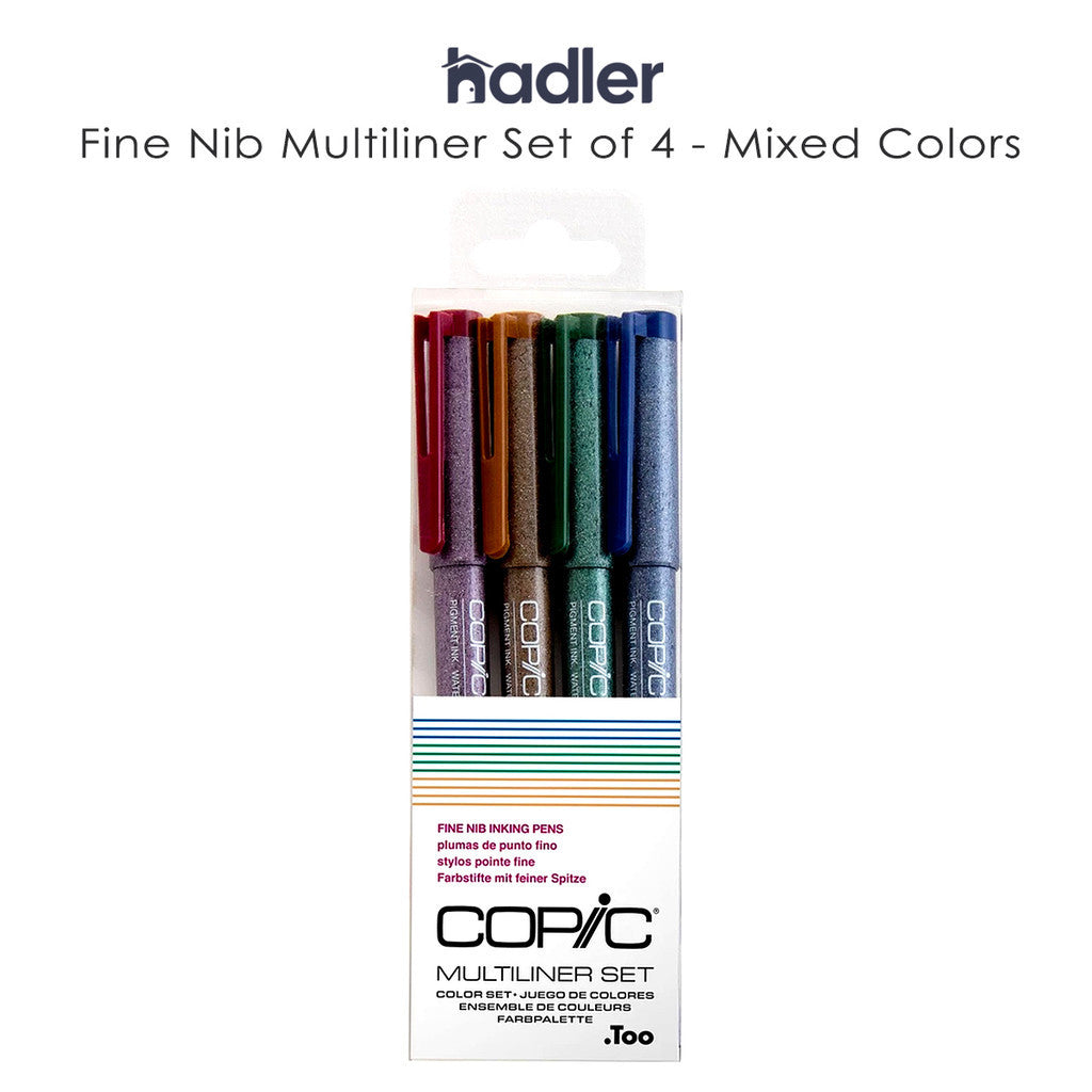 Copic Multiliner 4pc Fine Nib Set 0.03mm Colour Pens Pigment Ink Waterproof