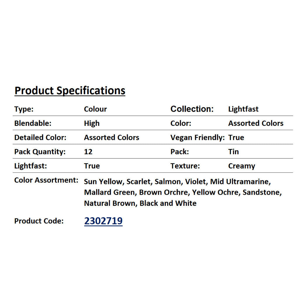 Derwent Lightfast Colour Pencils Tin (12 Colours) Professional Artist Grade