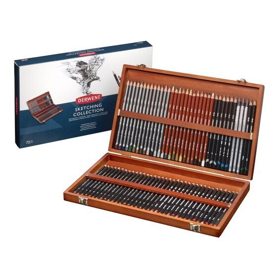 Derwent Sketching Collection Wooden Box – Complete Drawing Set Quality Gifting Professional