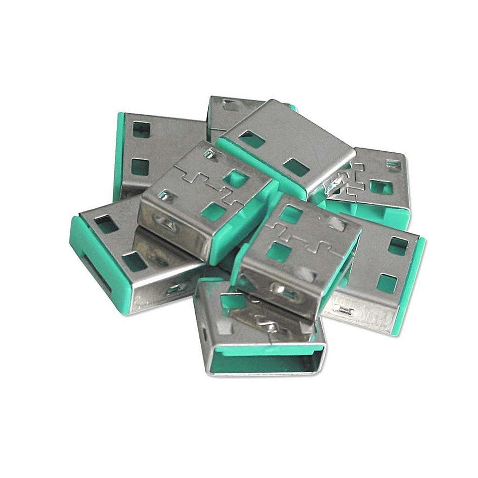 Lindy USB A Port Blocker Lock Green 40461 (10 Pack) USB Security Dust Cover