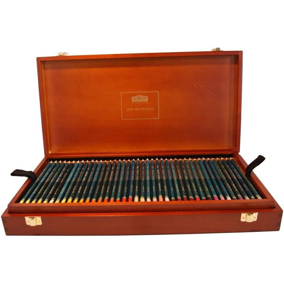 Derwent Premium Artists Colour Pencils Wooden Box (120 Colours) Wax-Based, Layering & Blending