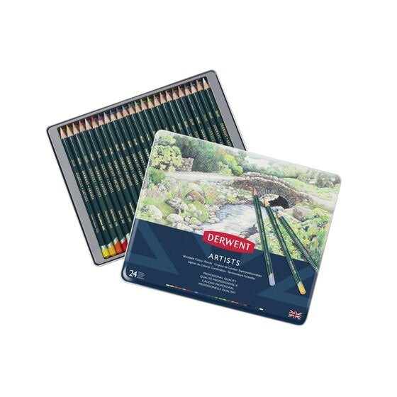Derwent Artists Colour Pencils Tin (24 Colours) โ Classic Wax-Based Pencils Beginner Set