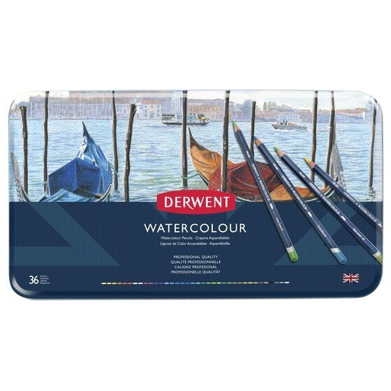 Derwent Watercolour Pencils Tin (36 Colours) – Water-Soluble Colour Pencils Portable