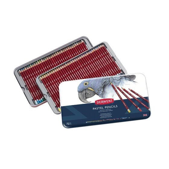 Derwent Pastel Colour Pencils Tin (72 Colours) Soft Blendable Pastel Pencils