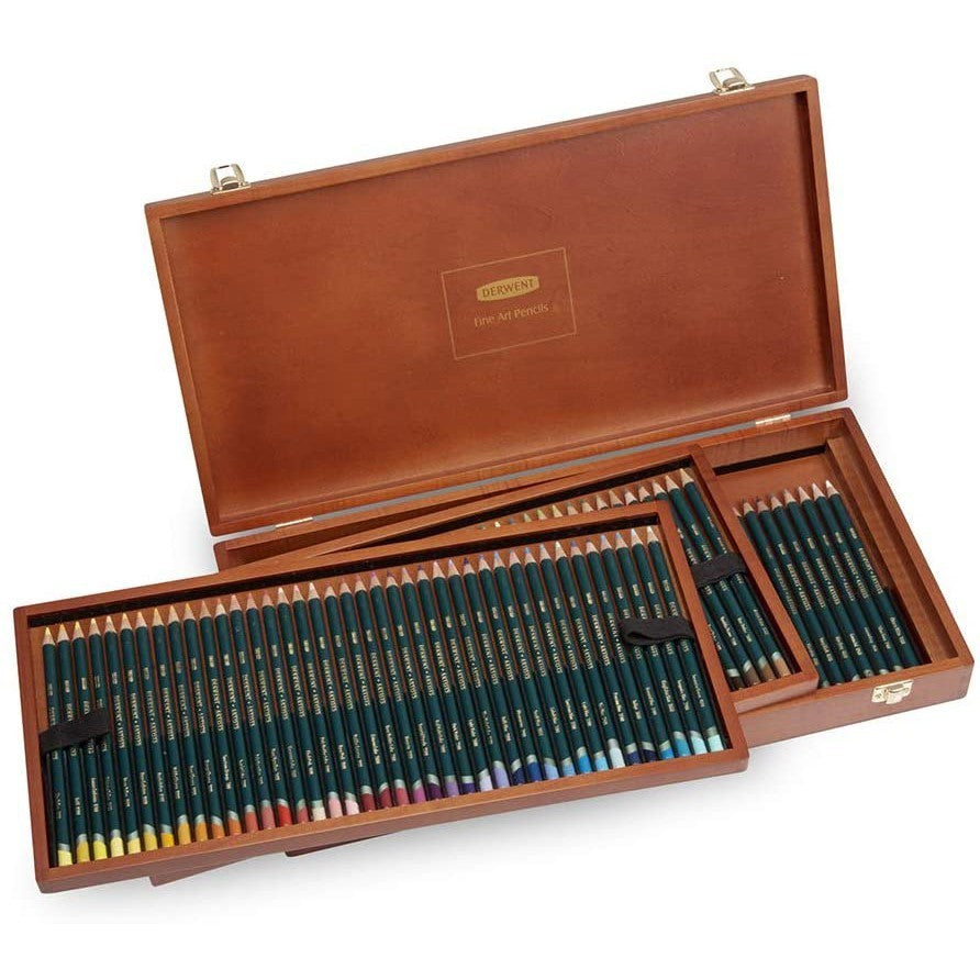 Derwent Premium Artists Colour Pencils Wooden Box (120 Colours) Wax-Based, Layering & Blending