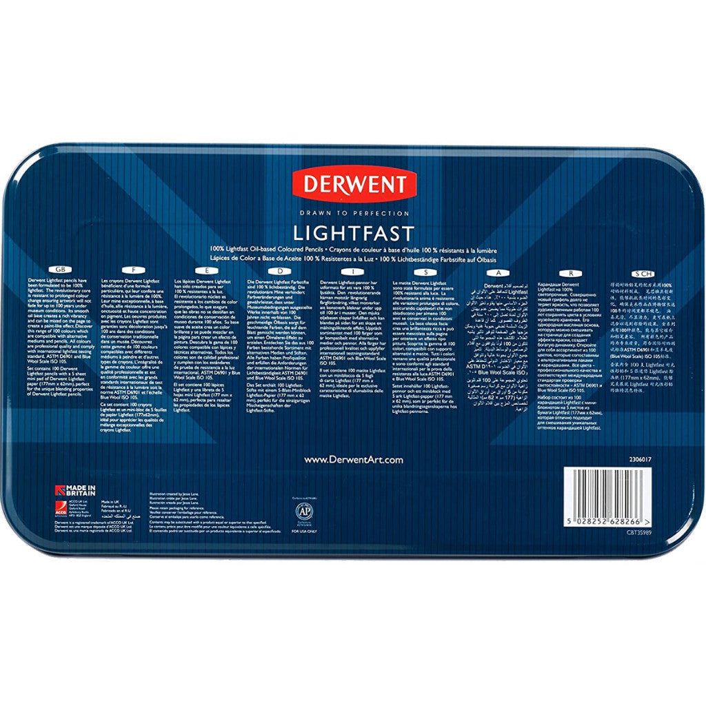 Derwent Lightfast Colour Pencils Tin (100 Colours) Professional Artist Grade