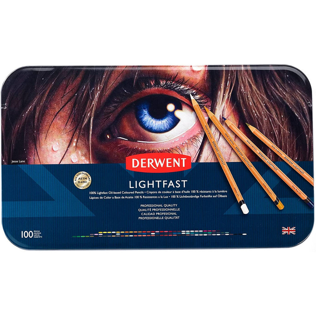 Derwent Lightfast Colour Pencils Tin (100 Colours) Professional Artist Grade