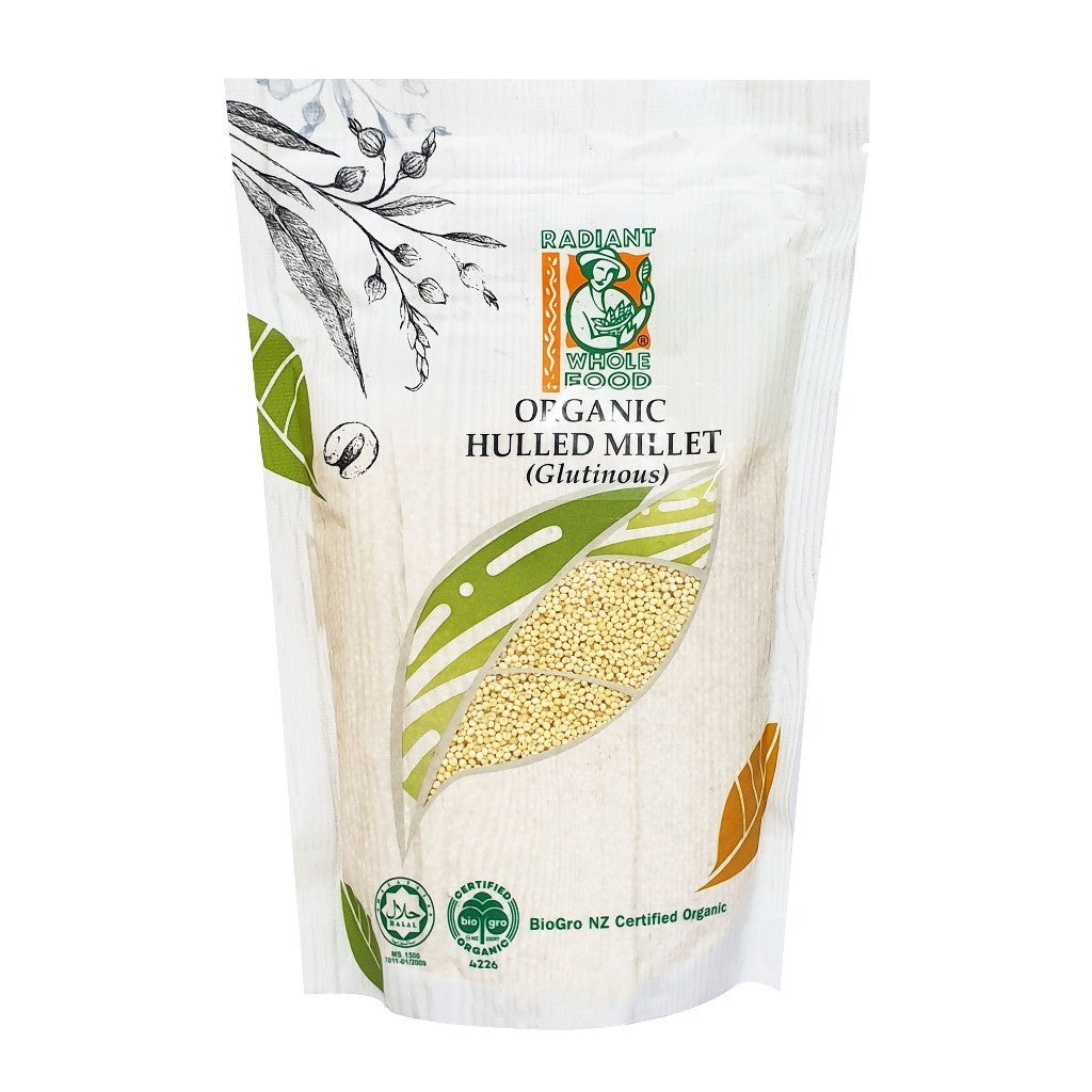 Radiant Whole Food Organic Hulled Millet 500g | Gluten-Free | High Fiber | Rice Alternative