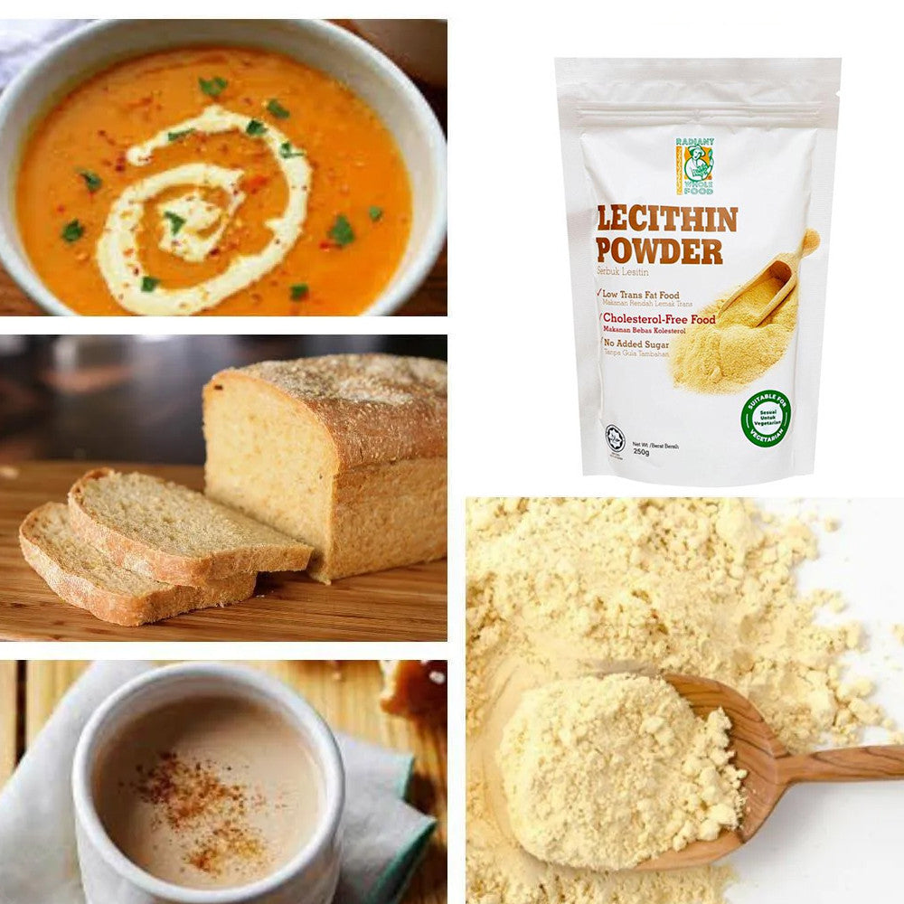Radiant Whole Food Lecithin Powder 250g | Non-GMO Soy | Cholesterol Support, Brain Health